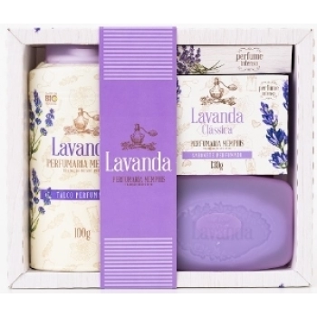 ESTOJO LAVANDA MEMPHIS C/ 2 SAB 130G+TALCO 100G + SABOBETEIRA