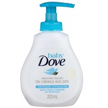SAB LIQ DOVE BABY 200ML HIDRAT ENRIQUECIDA CABECA AOS PES