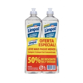 DETERGENTE CONCENTRADO LIMPOL GEL BOMBRIL C/2 400ML CRISTAL 50% DESC 2°