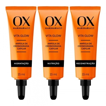 KIT 3 AMPOLAS DE CRONOGRAMA CAPILAR OX VITA GLOW 12X3X15ML
