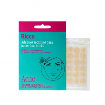 ADESIVOS SECATIVOS P/ ACNES RICCA C/24 10MM E 12MM FASE INICIAL