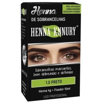 HENNA SOBRANCELHA KNNURY 4GR + FIX 10ML 1.0 PRETO