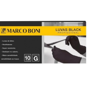 LUVA LATEX MARCO BONI C/10 G BLACK -1544