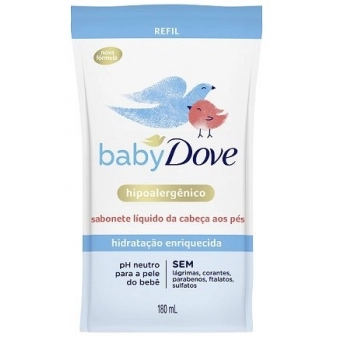 SAB LIQ DOVE BABY 180ML REFIL HIDRAT.ENRIQUECIDA CABECA AOS PES