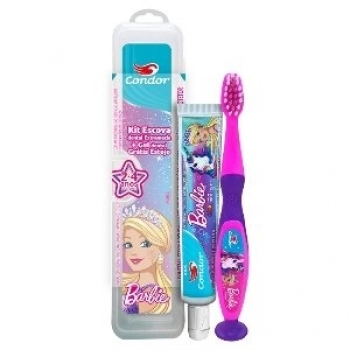 KIT DENTAL CONDOR ESC+GEL 2 A 5 ANOS BARBIE C/ ESTOJO