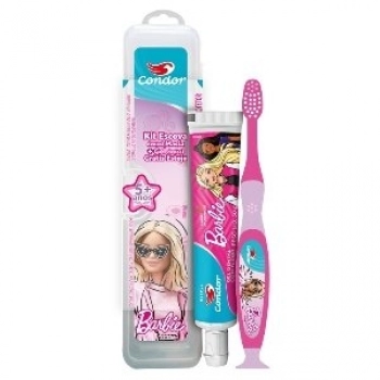 KIT DENTAL CONDOR ESC+GEL ACIMA 6 ANOS BARBIE C/ ESTOJO