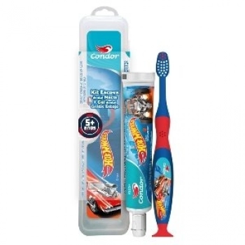 KIT DENTAL CONDOR ESC+GEL ACIMA 6 ANOS HOT WHEELS C/ ESTOJO