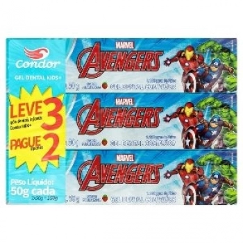 GEL DENTAL CONDOR 50GR LV3 PG2 AVENGERS C/ FLUOR