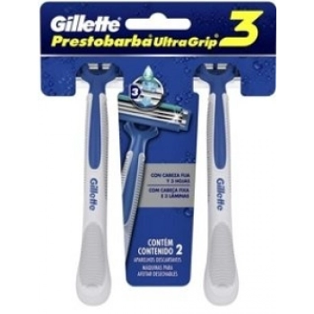 APARELHO GILLETTE PRESTO PB ULTRAGRIP 3 C/2