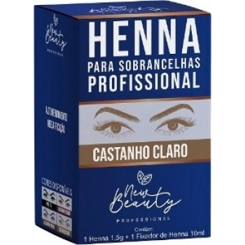 HENNA SOBRANCELHA NEW BEAUTY 1,5G + FIX 10ML CASTANHO CLARO