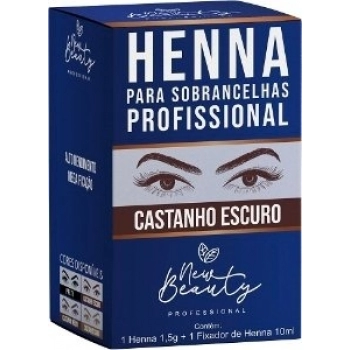 HENNA SOBRANCELHA NEW BEAUTY 1,5G + FIX 10ML CASTANHO ESCURO