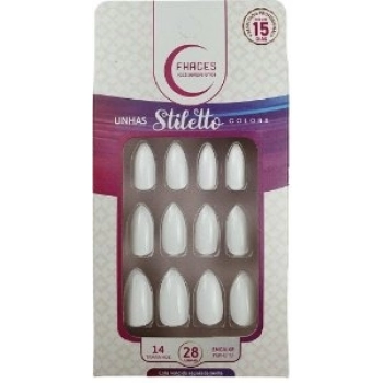 UNHAS FHACES STILETTO COLORS C/28 BRANCA DE NEVE