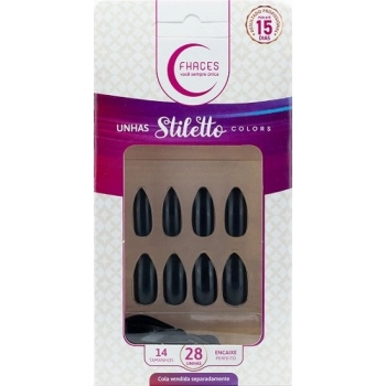 UNHAS FHACES STILETTO COLORS C/28 UNIVERSO BLACK