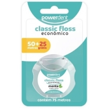FIO DENTAL POWERDENT CLASSIC FLOSS 50M+25M GRATIS