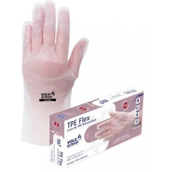 LUVA TPE FLEX DESCARTAVEL VOLK C/100 EX G