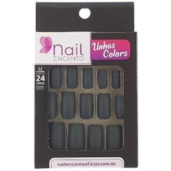 UNHAS FHACES NAIL ENCANTO COLORS LONGA C/24 PRETA FOSCA