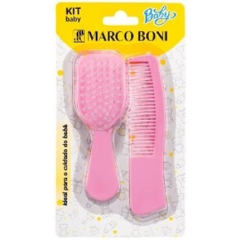 KIT MARCO BONI BABY ESCOVA + PENTE -602B ROSA