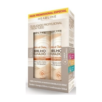 KIT HEADLINE SH+COND 500ML BRILHO ESPELHADO RESULTADO DE SALAO