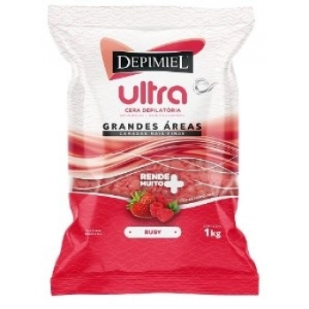 CERA DEPILATORIA DEPIMIEL 1KG ULTRA RUBY EM PEROLAS