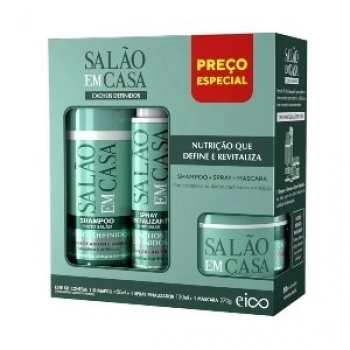 KIT EICO TRAT + FLUIDO SALAO EM CASA 840ML CACHOS DEFINIDOS