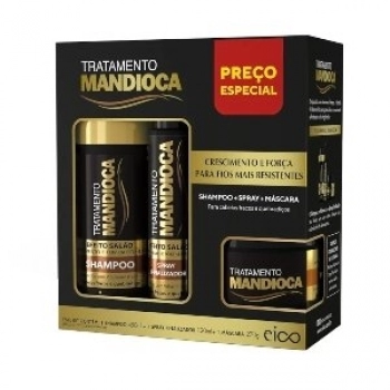 KIT EICO TRAT + FLUIDO EFEITO SALAO 840ML MANDIOCA