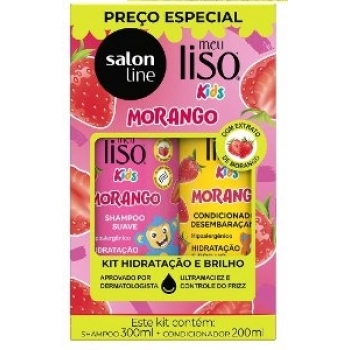 KIT SH 300ML+COND 200ML S LINE MEU LISO KIDS MORANGO