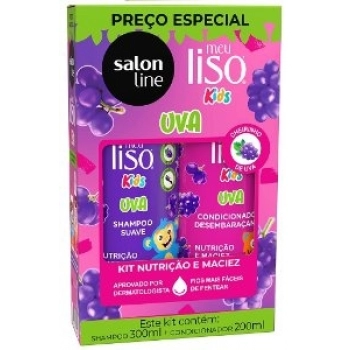 KIT SH 300ML+COND 200ML S LINE MEU LISO KIDS UVA