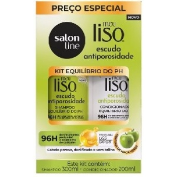 KIT SH 300ML+COND 200ML S LINE MEU LISO ESCURO ANTIPOROSIDADE