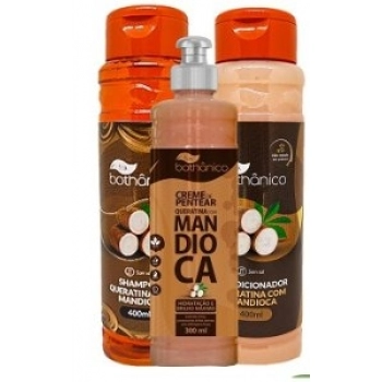 KIT TOK BOTHANICO SH+COND 400ML+CR PENT 300ML QUERATINA COM MANDIOCA