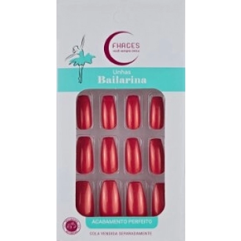 UNHAS FHACES BAILARINA C/28 VERMELHA METALICA