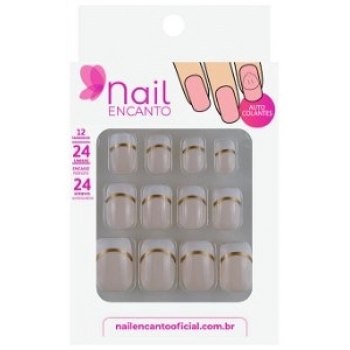 UNHAS FHACES FRANCESAS C/24 ADESIVOS AUTOCOLANTES DUPLA DOURADA
