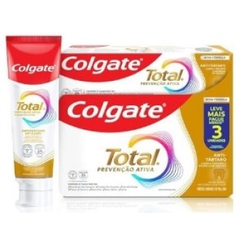 PACK CR DENTAL COLGATE C/03 90G TOTAL PREVENCAO ATIVA ANTI-TARTARO LV+ PG-