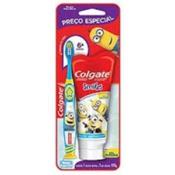 PACK ESC DENTAL COLGATE INF SMILES MINIONS 6 ANOS+ EXT MAC GTS CR DENT 100G