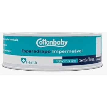ESPARADRAPO COTTONBABY HEALTH 1,25CMX3M IMPERMEAVEL BRANCA