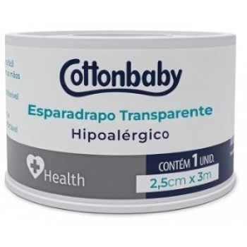 ESPARADRAPO COTTONBABY HEALTH 2,5CMX3M HIPOALERGICO TRANSPARENTE