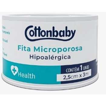 FITA MICROPOROSA COTTONBABY HEALTH 2,5CMX3M HIPOALERGICA BRANCA
