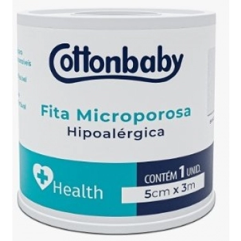 FITA MICROPOROSA COTTONBABY HEALTH 5CMX3M HIPOALERGICA BRANCA