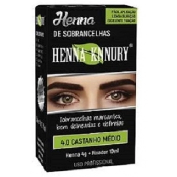 HENNA SOBRANCELHA KNNURY 4GR + FIX 10ML 4.0 CASTANHO MEDIO