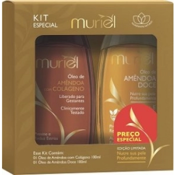 KIT OLEO DE AMENDOAS CORPORAL MURIEL C/02 100ML COLAGENO+ AMENDOAS DOCE