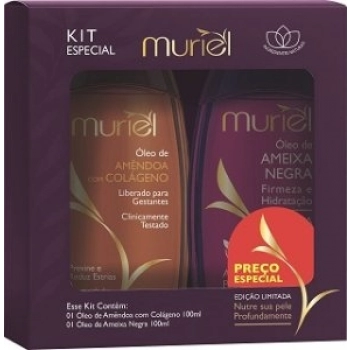 KIT OLEO DE AMENDOAS CORPORAL MURIEL C/02 100ML COLAGENO+ AMEIXA NEGRA