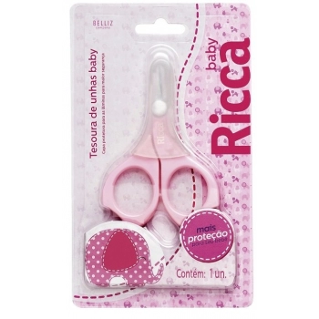 TESOURA RICCA P/ UNHAS BABY COLORS ROSA - 916
