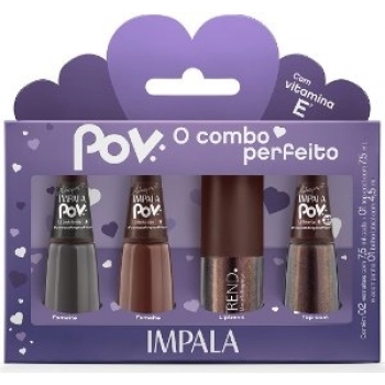 KIT IMPALA POV 2 ESMALTES+1 TOP COAT+1 GLOSS LABIAL MARCELLA