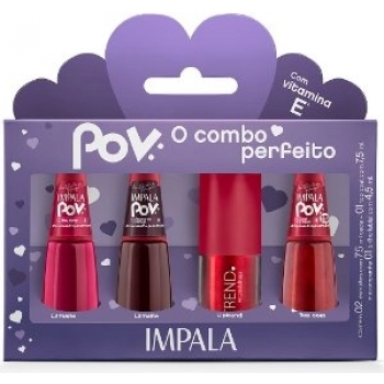 KIT IMPALA POV 2 ESMALTES+1 TOP COAT+1 GLOSS LABIAL ANTONELA
