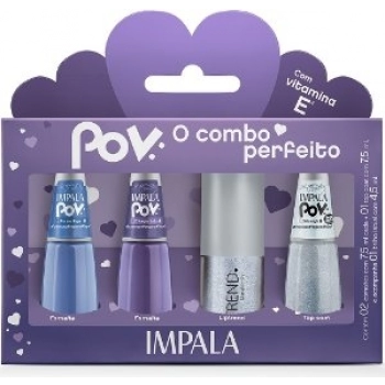KIT IMPALA POV 2 ESMALTES+1 TOP COAT+1 GLOSS LABIAL MARIA NICOLLY