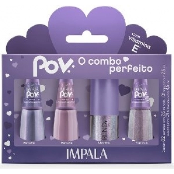 KIT IMPALA POV 2 ESMALTES+1 TOP COAT+1 GLOSS LABIAL LUARA