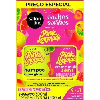 KIT S LINE SH+CR CACHOS DOS SONHOS 300ML MULTY PINK LEMONADE