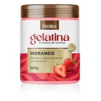 GELATINA CAP KERATEX 500G FIXADORA DE CACHOS MORANGO