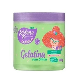 GELATINA CAP INFANTIL KOLENE CACHINHOS 500G COM GLITTER MACA VERDE