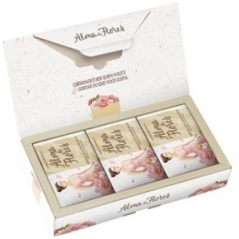 ESTOJO ALMA DE FLORES 130G FLORES BRANCAS C/3 SABONETES