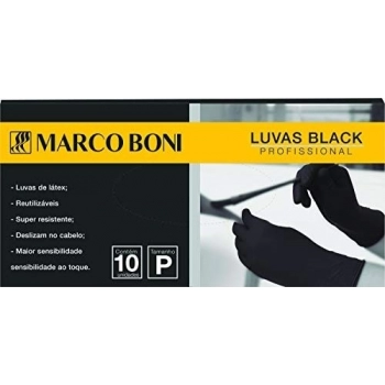 LUVA LATEX MARCO BONI C/10 P BLACK -1542